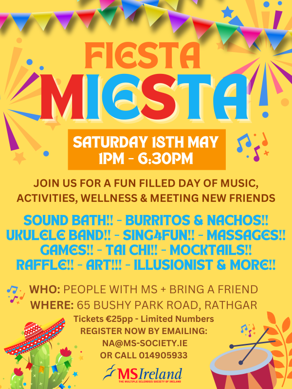 Graphic illustration for Fiesta Miesta featuring bunting, drums, fireworks